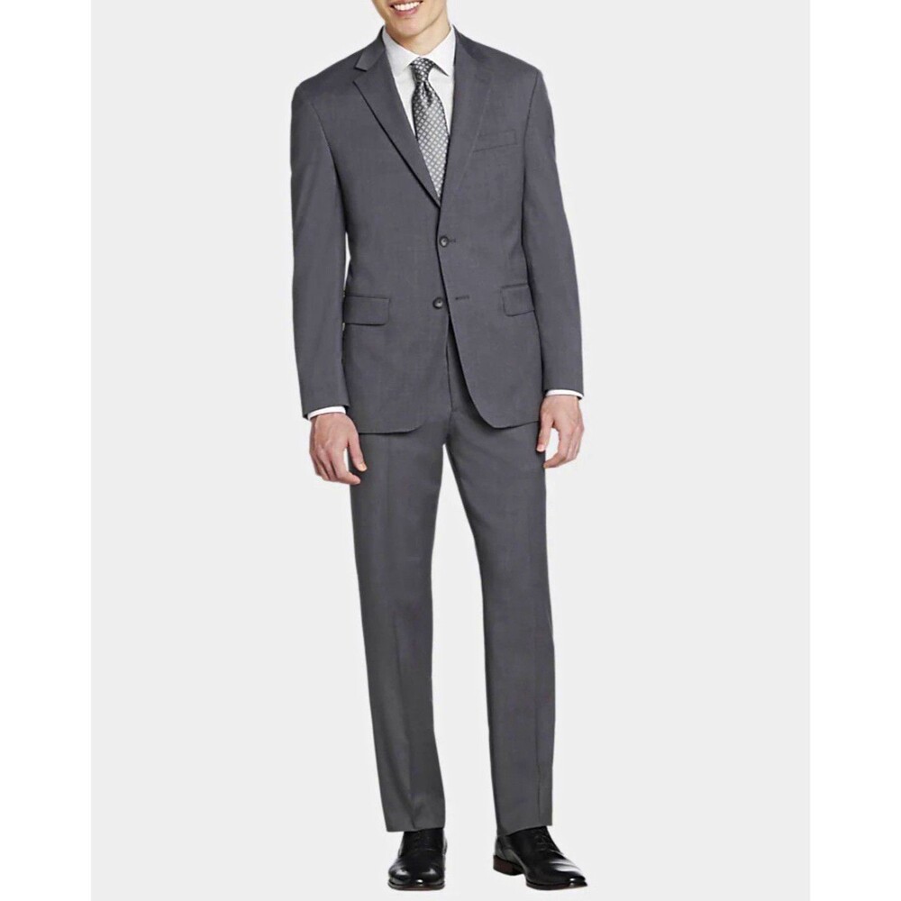 AWEARNESS Kenneth Cole Gray Herringbone Wool Suit 2 Button Jacket 52L